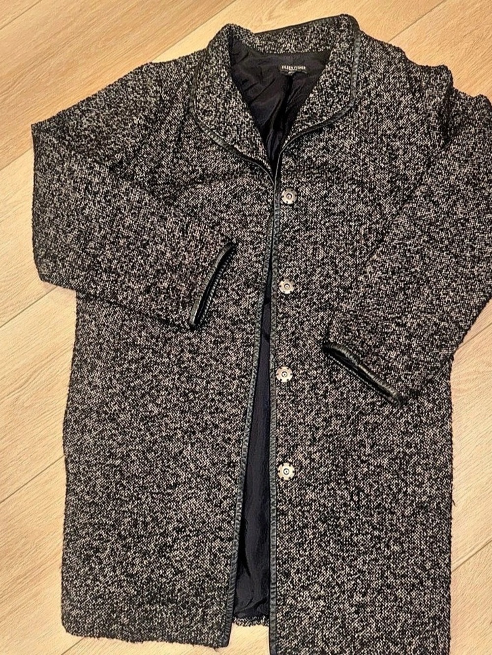 Eileen Fisher Wool Alpaca Coat in Brown & Black Size 2X